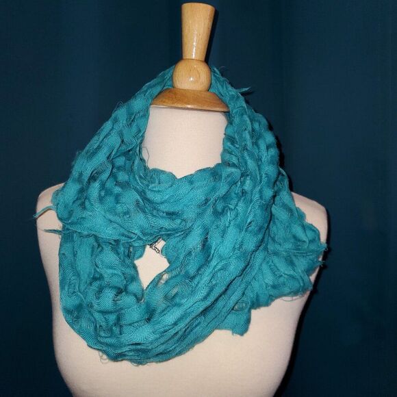 Checkered see thru Sheer TEAL/Turquoise scarf! Nice and lightweight - Picture 1 of 3
